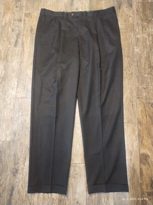 Pantalones de vestir JB Britches 38x32 marrón oscuro de lana plisados con puños para hombre Italia Foto 1 de 4