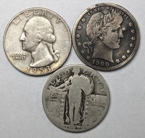 US Type Silver Quarters Lot of 3 - Picture 1 of 3