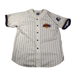 Camiseta de béisbol a rayas de Los Angeles Lakers para hombre grande vintage años 90  - Imagen 1 de 14