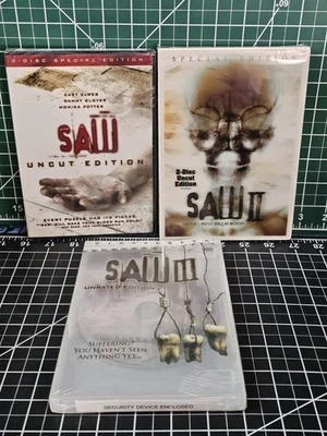 SAW Movie Collection 1-3 DVD Lot Set  1,2,3 Special Uncut Unrated Sealed - Image 1 of 2