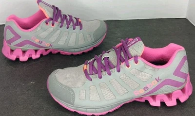 Zapatos deportivos para correr Reebok ZigTech V45666 juveniles talla 4,5 gris, rosa, púrpura Foto 1 de 4