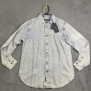 rag & bone Finch Denim Shirt Mens Small Blue Worn Bleach Button Up Long Sleeve - Picture 1 of 11