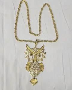Collar Pájaro Búho Articulado Joyería Tono Dorado Articulado Cadena De Colección 24" - Imagen 1 de 6