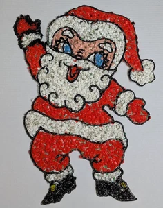 Vtg Christmas Santa Claus Melted Plastic Popcorn 20" Hanging Decoration - Picture 1 of 4