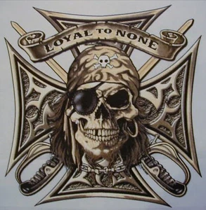 VTG. LOYAL TO NONE IRON SKULL BIKER BLACK SHIRT SIZE S-XL  (FRONT PRINT)#1510 - Picture 1 of 3