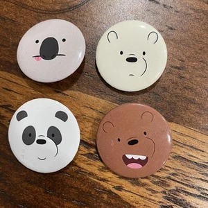 We Bare Bears Set of 4 Buttons Pins Badges SDCC Comic Con 2015 Grizz Panda Ice + - Picture 1 of 6