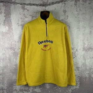 Vintage Reebok Fleece Jacket Men’s Y2K Rare 90s Yellow Streetwear Size L - Picture 1 of 5