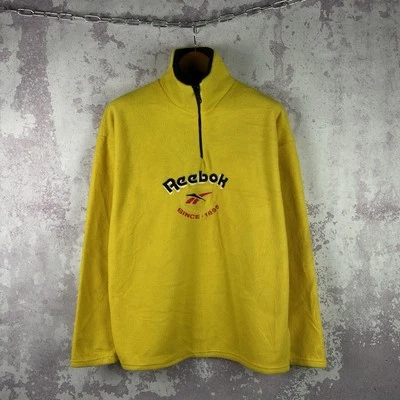 Vintage Reebok Fleece Jacket Men’s Y2K Rare 90s Yellow Streetwear Size L - Image 1 of 4