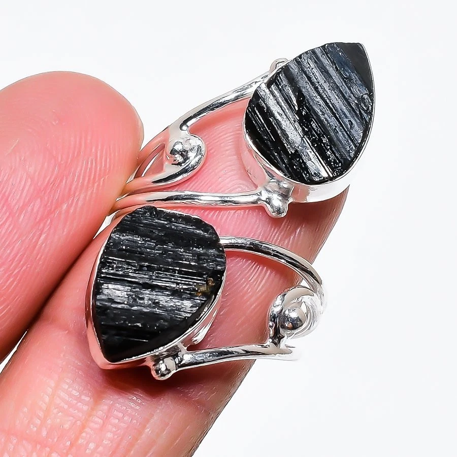 Natural Tourmaline Gemstone 925 Sterling Silver Jewelry All Size Ring For Gift - Image 1 of 1
