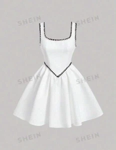 Vestido para mujer SHEIN MOD de escote cuadrado con ribete - Imagen 1 de 4