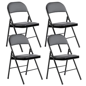 2/4 Folding Chair PU Leather Foldable Padded Chairs Easy Storing Indoor Outdoor - Picture 1 of 22