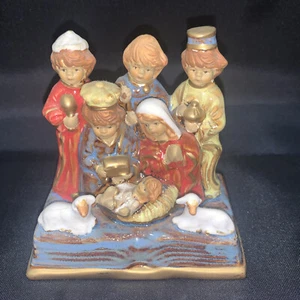 Greenbrier International Porcelain King Brown One Piece Christmas Nativity Scene - Picture 1 of 11