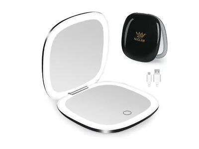 Espejo de Maquillaje Compacto Iluminado 1X y 10X Doble Luz, Portátil, Doble Cara LED L... Foto 1 de 4