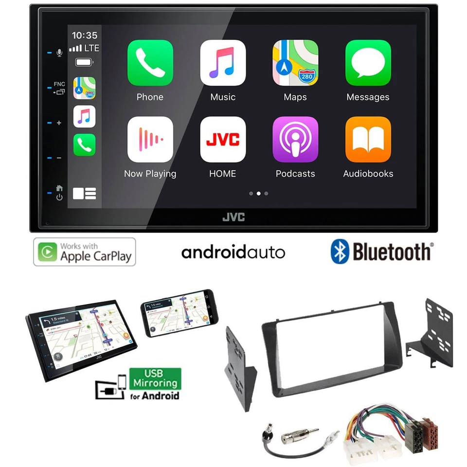 JVC KW-M560BT Autoradio Apple CarPlay Android Auto für Toyota Corolla 2001-2007