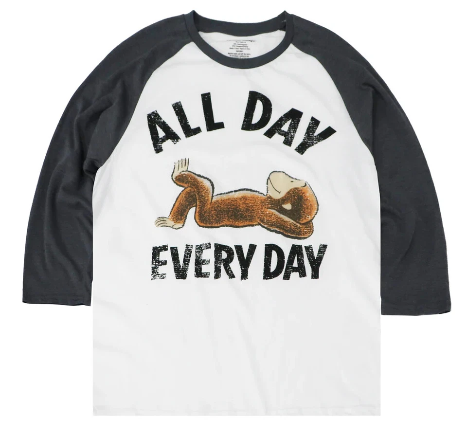 Camiseta CURIOUS GEORGE Para Hombre Blanca Todo el Día Todos los Días Manga 3/4 Calce Ajustado Pequeña S Foto 1 de 1