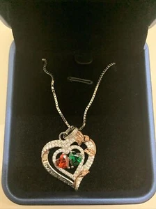MOTHERS DAY GIFT HEART NECKLACE CUBIC ZIRCONIA STERLING SILVER BRAND NEW - Picture 1 of 8