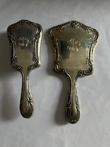 ANTIQUE STERLING SILVER GORHAM HAIR MIRROR BRUSH SET MONOGRAM ORNATE - Picture 1 of 18