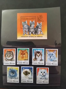 SUPERBE SERIE COMPLETE DE TIMBRES ET SON BLOC OBLITERES : CHAT - Photo 1/1