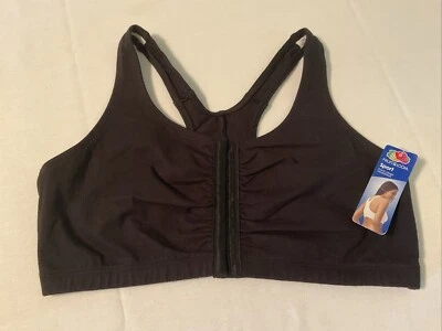 Fruit of the Loom Black Front Close Racerback Sports Bra Cotton Size 38 NWT - Image 1 of 4