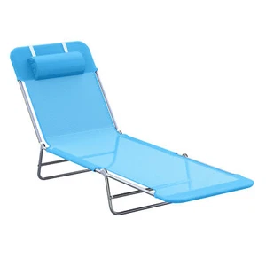 Folding Chaise Lounge Outdoor Sun Tanning Chair for Beach Patio Portable Lawn - Picture 1 of 16