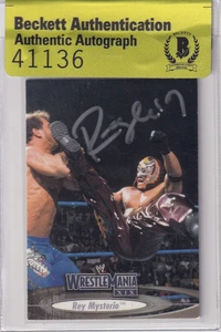 Rey Mysterio Signed 2003 Fleer WWE Wrestlemania XIX Card #41 BAS COA Autograph - Picture 1 of 18
