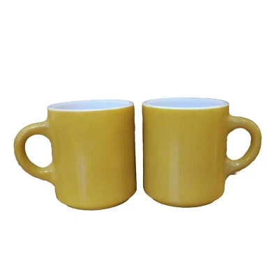 Milk Glass Coffee Cup Stacking Gold Vintage Set Of Two Unbranded - Image 1 of 4