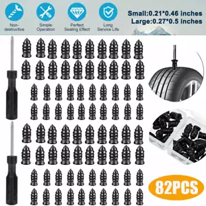 80PC Car Vacuum Tire Repair Nail Rubber Screw Nails & Screwdriver Tool Set w/Box - Picture 1 of 10