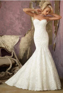 Beautiful Strapless Mermaid Wedding Dress by Mori Lee style 1862 White US10 NWT - Picture 1 of 2