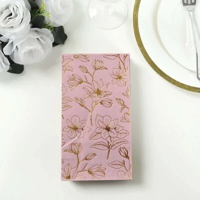 50 Soft 2 Ply Rectangular Paper Napkins Flowers Print Party Events Decorations - Image 1 of 2