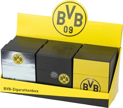 ATOMIC 3er Set Fan Artikel 2 Gas Feuerzeuge plus XL Zigarettenbox Bundesliga BVB 09