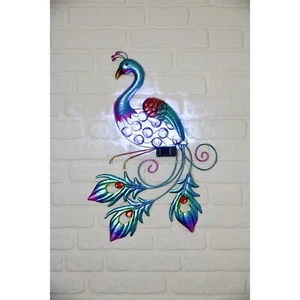 10 Luce LED Multicolore Energia Solare Gemme Pavone Parete Arte Giardino Decorazione - Foto 1 di 3