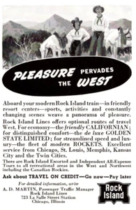 PRINT AD 1941 Rock Island Lines Railroad Chicago 3" x 4" SMALL - Picture 1 of 1