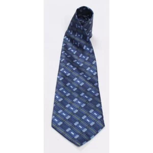 Bijoux Terner Mens Silk Geometric Regular Tie Necktie Blue - Picture 1 of 3
