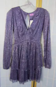 NWT Francesca's Metallic Poly Women's Ruffle Long Sleeve Party Dress Women's S - Picture 1 of 7