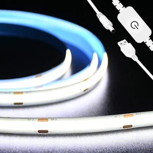 5V USB COB LED Strip Streifen 2m 3m Band Stripe keine Lichtpunkt Dimmer Flexible - Picture 1 of 20