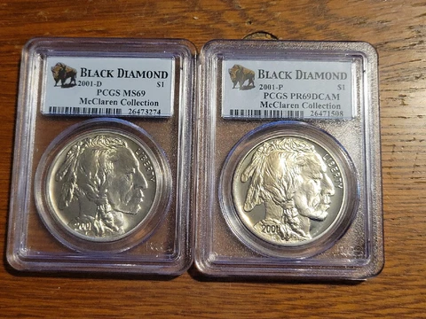 2001 P D Buffalo $1 US Black Diamond Silver Dollar PCGS MS PR69DCAM McClaren Cover