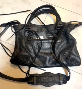 BALENCIAGA The Town - Black Leather 2-Way Handbag Shoulder Bag AUTHENTIC ES1 - Picture 1 of 11