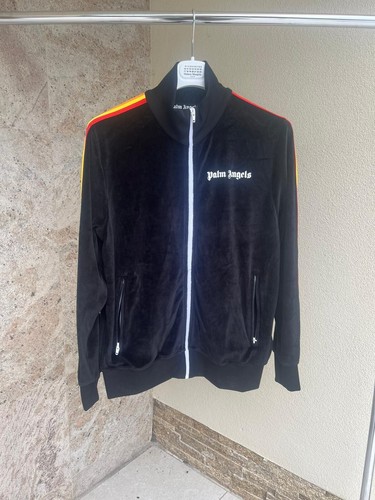 Palm Angels Giacca da pista in ciniglia nera nuova con etichetta L