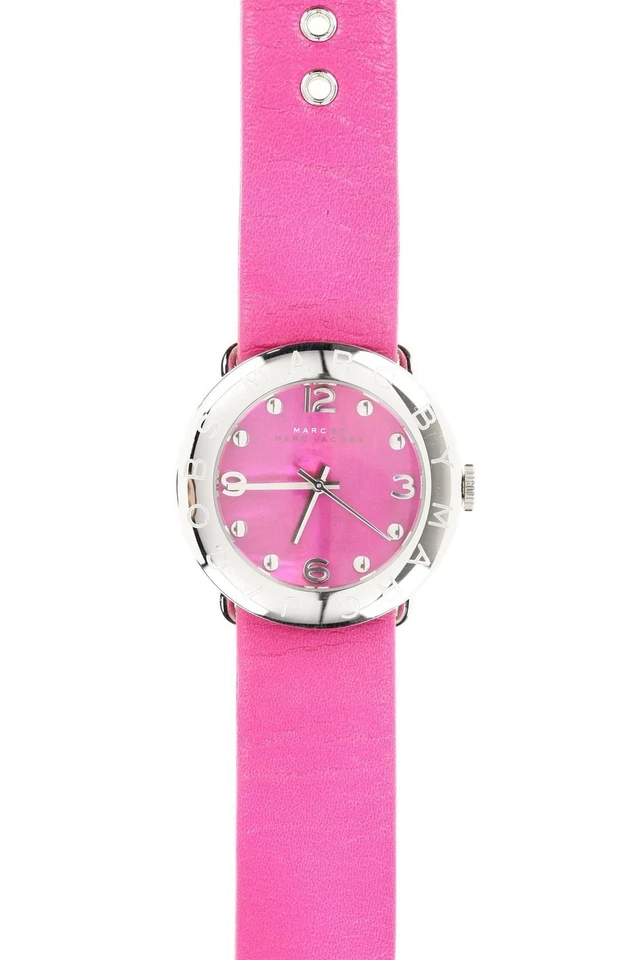 Marc by Marc Jacobs MBM1286 Ladies Watch Vivid Pink Leather Silver Amy 134554 - Image 1 of 4