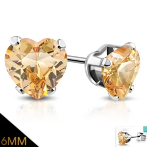 Edelstahl Ohrringe 6mm Ohrstecker Zirkonia Stainless steel earrings y-xry338 - Bild 1 von 1