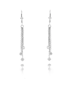 14K White Gold Chandelier Earrings With Dangling Diamond Stations 0.54Carat - Picture 1 of 2