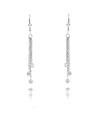 Pendientes araña de oro blanco de 14K con estaciones colgantes de diamantes de 0,54 quilates Foto 1 de 2