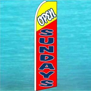 OPEN SUNDAYS FLATTER FLAGGE groß gebogen Werbeschild Feder Bande Banner - Bild 1 von 5