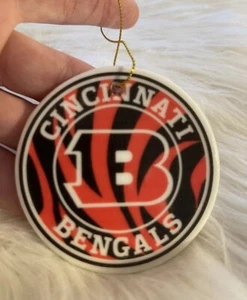 Double Sided Handmade Ceramic Bengals Super Bowl Ornament - Picture 1 of 2