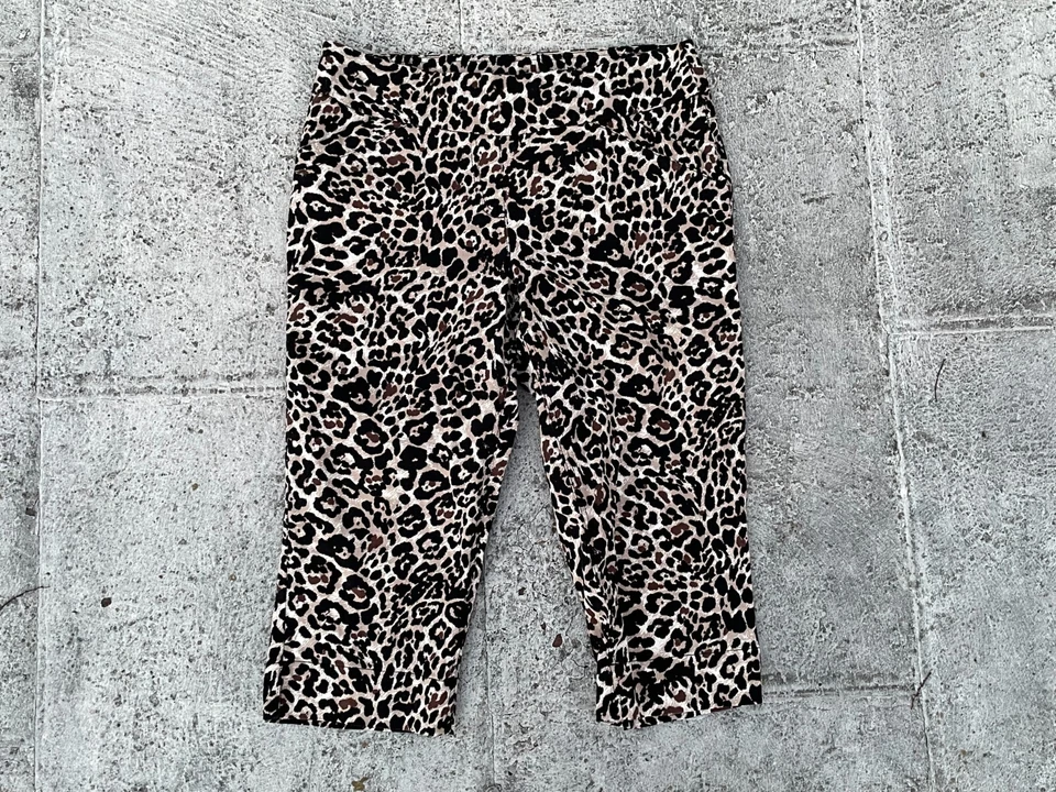 Westbound Petite Women Carpi Pant Brown Animal Print Pull On Pant Size 12P - Image 1 of 4