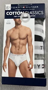 TOMMY HILFIGER Men's Classic 4-Pack Briefs Cotton Black/Gray Size Small - Picture 1 of 4