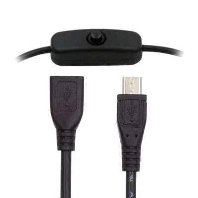 Micro 5Pin Male to Female USB2.0 Cable with On Off Power Switch DC 5V for Desk - Image 1 of 4