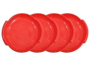Superio Round Snow Saucer Sled 4 Pack Red, 24" Winter Fun for Kids and Adults - Picture 1 of 8