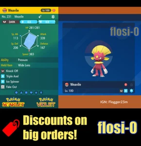 6IV Shiny Weavile Pokemon Scarlet and Violet - Picture 1 of 1