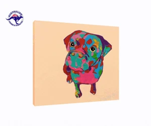 Cuchillo de paleta pintado a mano pintura al óleo sobre lienzo - ""Perrito"" - edición limitada - Imagen 1 de 6